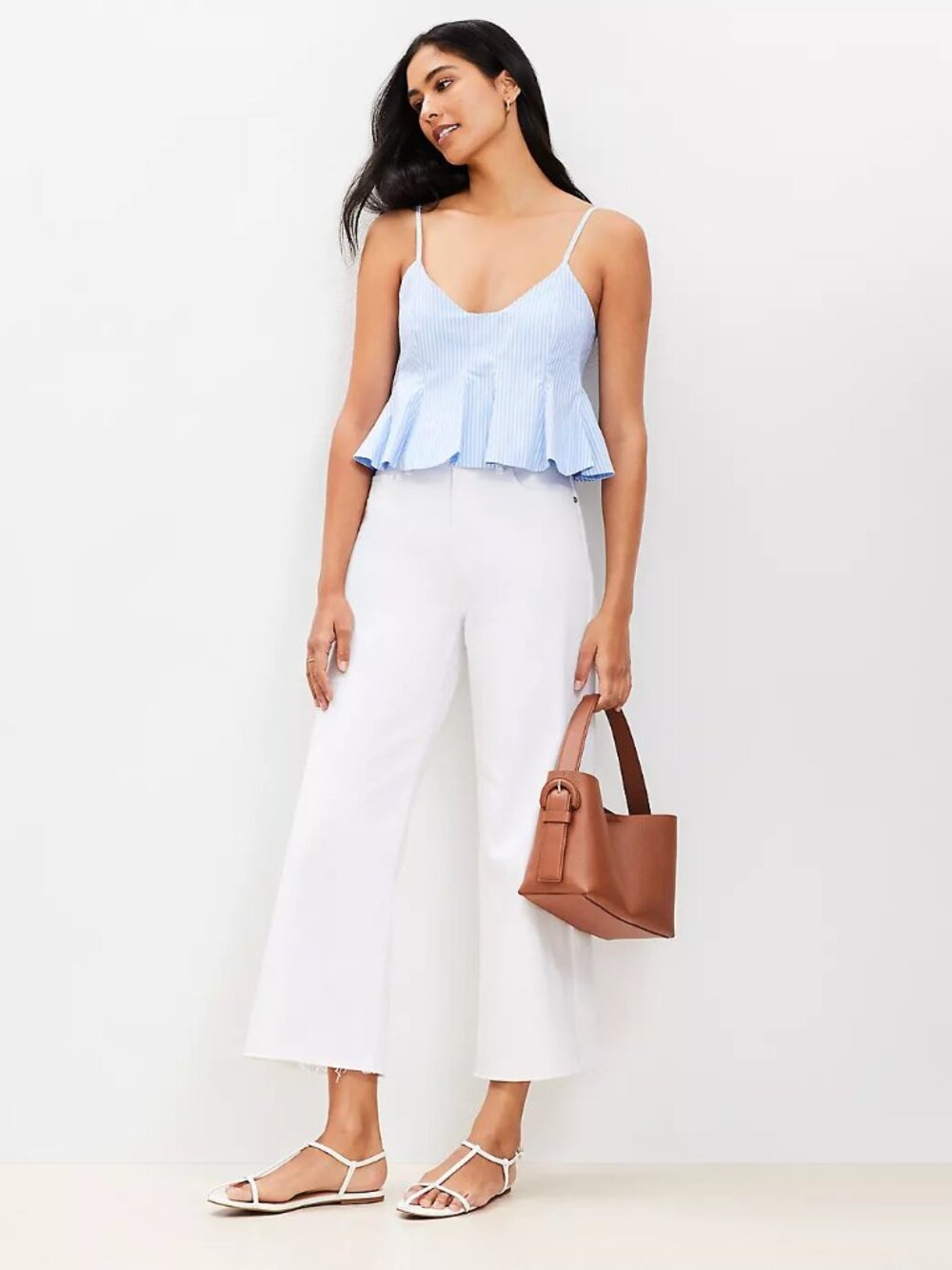 Ann Taylor (Loft) Striped Poplin Pleated Flare Cami ** US 18